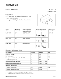 BAR14-1 datasheet: Silicon PIN diode BAR14-1