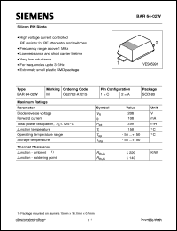 BAR64-02W datasheet: Silicon PIN diode BAR64-02W