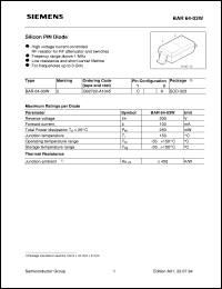 BAR64-03W datasheet: Silicon PIN diode BAR64-03W