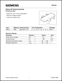 BAR81 datasheet: Silicon RF switching diode BAR81