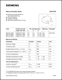 BAS40-05W datasheet: Silicon schottky diode BAS40-05W