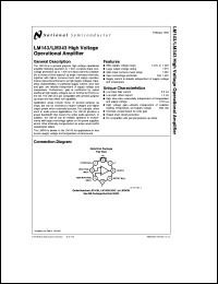 LM343MWC datasheet: High Voltage Operational Amplifier [Preliminary] LM343MWC