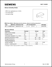 BAT15-03W datasheet: Silicon schottky diode BAT15-03W