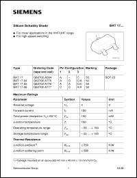 BAT17-04 datasheet: Silicon schottky diode BAT17-04