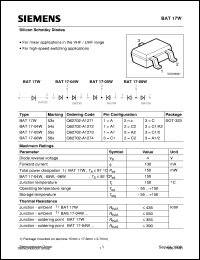 BAT17W datasheet: Silicon schottky diode BAT17W