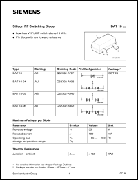 BAT18-05 datasheet: Silicon RF switching diode BAT18-05