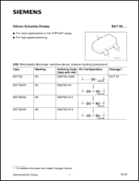 BAT68 datasheet: Silicon schottky diode BAT68