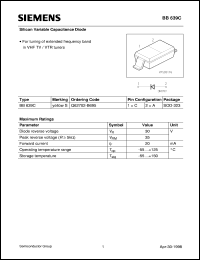 BB639C datasheet: Silicon variable capacitance diode BB639C