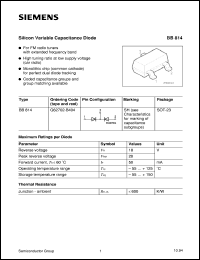 BB814 datasheet: Silicon variable capacitance diode BB814