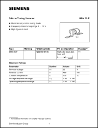 BBY35F datasheet: Silicon tuning varacator BBY35F