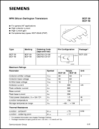 BCP49 datasheet: NPN silicon darlington transistor BCP49