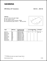 BCX54 datasheet: NPN silicon AF transistor BCX54