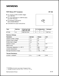 BF550 datasheet: PNP silicon RF transistor BF550