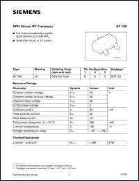 BF799 datasheet: NPN silicon RF transistor BF799