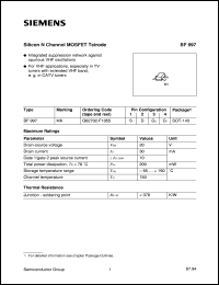 BF997 datasheet: Silicon N-channel MOSFET tetrode BF997