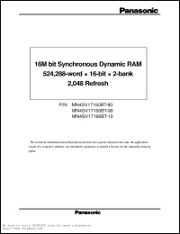 MN4SV17160BT-90 datasheet: 16M bit sinchronous dynamic RAM, 524288-word x 16 bit x 2 bank, 2048 refresh, 111MHz clock frequency MN4SV17160BT-90