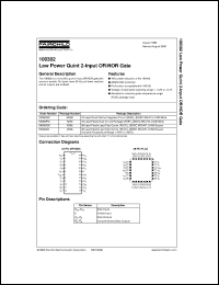 100302SC datasheet:  Low Power Quint 2-Input OR/NOR Gate 100302SC