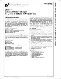 LM3647-EVAL datasheet: Universal Battery Charger for Li-Ion, Ni-MH and Ni-Cd Batteries LM3647-EVAL