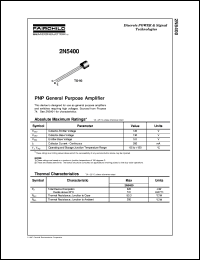 2N5400 datasheet:   PNP General Purpose Amplifier 2N5400