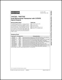 74AC245CW datasheet:  Octal Bidirectional Transceiver with 3-STATE Inputs/ Outputs 74AC245CW