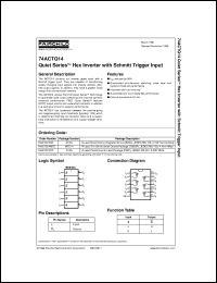 74ACTQ14SCX datasheet:  Quiet Series Hex Inverter with Schmitt Trigger Input 74ACTQ14SCX