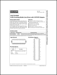 74ACTQ16540SSCX datasheet:  16-Bit Inverting Buffer/Line Driver with 3-STATE Outputs 74ACTQ16540SSCX
