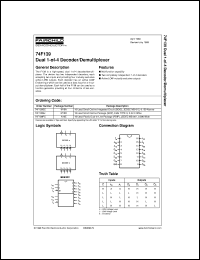 74F139PC datasheet:  Dual 1-to-4 Decoder/Demultiplexer 74F139PC