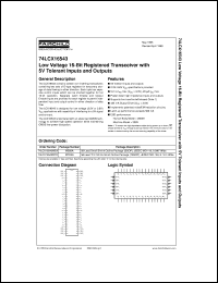 74LCX16543MTD datasheet:  Low-Voltage 16-Bit Registered Transceiver with 5V-Tolerant Inputs and Outputs 74LCX16543MTD