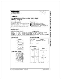 74LVX244SJ datasheet:  Low Voltage Octal Buffer/Line Driver with 3-STATE Outputs 74LVX244SJ