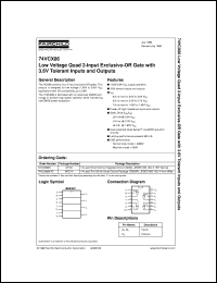 74VCX86MX datasheet:  Low Voltage Quad 2-Input Exclusive-OR Gate with 3.6V Tolerant Inputs and Outputs 74VCX86MX