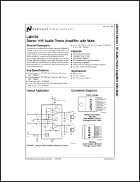 LM4755T datasheet: Stereo 11W Audio Power Amplifier with Mute LM4755T
