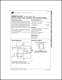 LM4862M datasheet: 675 mW Audio Power Amplifier with Shutdown Mode LM4862M