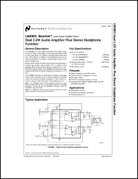 LM4863M datasheet: Dual 2.2W Audio Amplifier Plus Stereo Headphone Function LM4863M