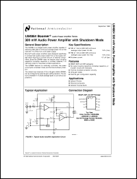 LM4864N datasheet: 300 mW Audio Power Amplifier with Shutdown Mode LM4864N