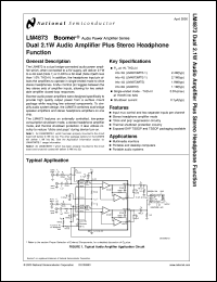 LM4873MTX datasheet: Dual 2.1W Audio Amplifier Plus Stereo Headphone Function LM4873MTX