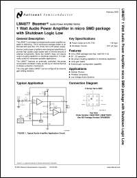 LM4877IBP datasheet: 1 Watt Audio Power Amplifier in micro SMD package with Shutdown Logic Low LM4877IBP