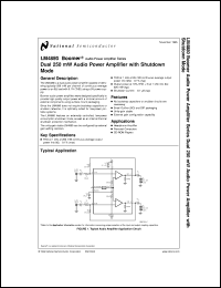 LM4880N datasheet: Dual 200 mW Audio Power Amplifier with Shutdown Mode LM4880N