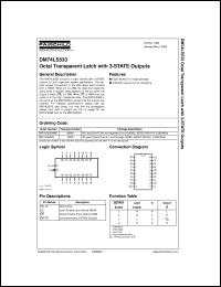 DM74LS533N datasheet:  Octal Transparent Latch with 3-STATE Outputs DM74LS533N