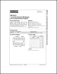 DM74S151CW datasheet:  1-of-8 Line Data Selector/Multiplexer with Complementary Outputs DM74S151CW
