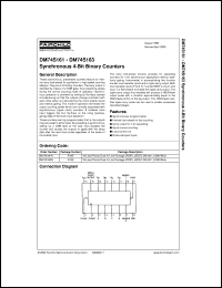 DM74S163N datasheet:  Synchronous 4-Bit Binary Counter with Synchronous Clear DM74S163N