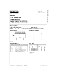 DM9324N datasheet:  5-Bit Comparator DM9324N