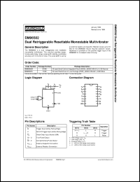 DM96S02M datasheet:  Dual Retriggerable Resettable Monostable Multivibrator DM96S02M