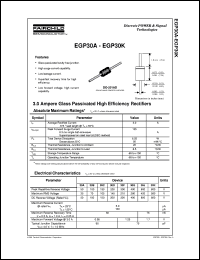 EGP30D datasheet:  3.0 Ampere Glass Passivated High Efficiency Rectifiers EGP30D
