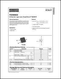 FDD6690A datasheet:  N-Channel Logic Level PowerTrench® MOSFET [Preliminary] FDD6690A