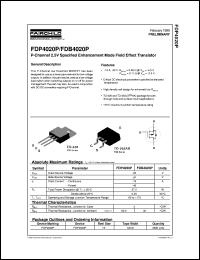 FDP4020P datasheet:  P-Channel 2.5V Specified Enhancement Mode Field Effect Transistor [Preliminary] FDP4020P
