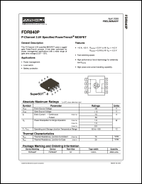 FDR840P datasheet:  P-Channel 2.5V Specified PowerTrench® MOSFET FDR840P