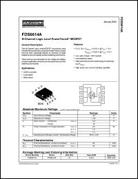 FDS6614A datasheet:  FDS6614A N-Channel Logic Level PowerTrench®   MOSFET FDS6614A