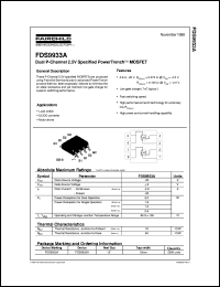 FDS9933A datasheet:  Dual P-Channel 2.5V Specified PowerTrench® MOSFET FDS9933A