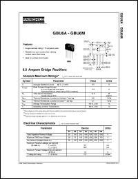 GBU6B datasheet:  6.0 Ampere Bridge Rectifiers GBU6B