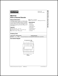 MM74C42N datasheet:  BCD-to-Decimal Decoder MM74C42N